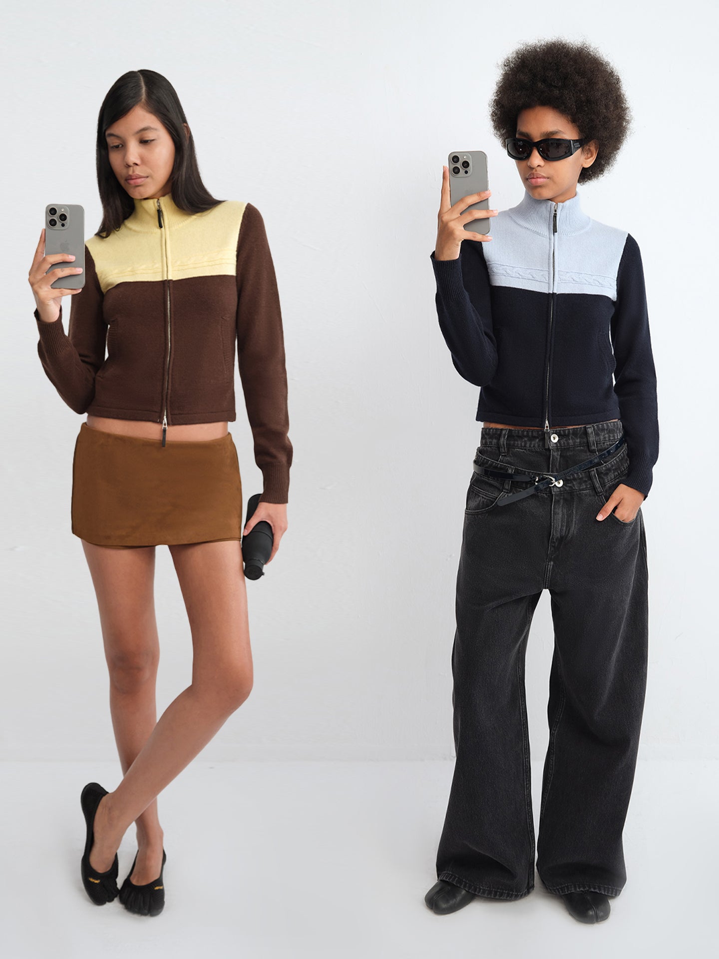 Colorblock Zip Wool Cardigan