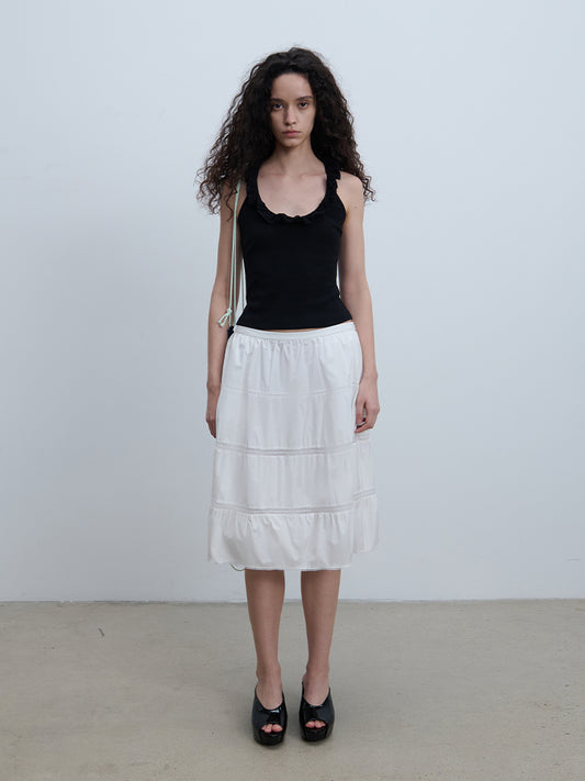 Lace Trimmed Tiered Skirt