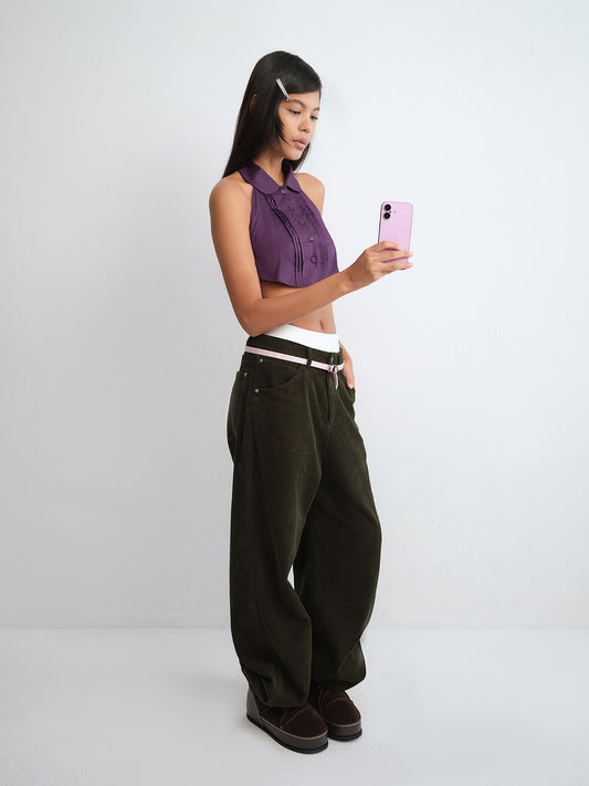 Corduroy Straight-Leg Pants