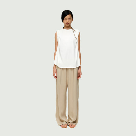 The Draped Elasticated-waist Wide Leg Trousers