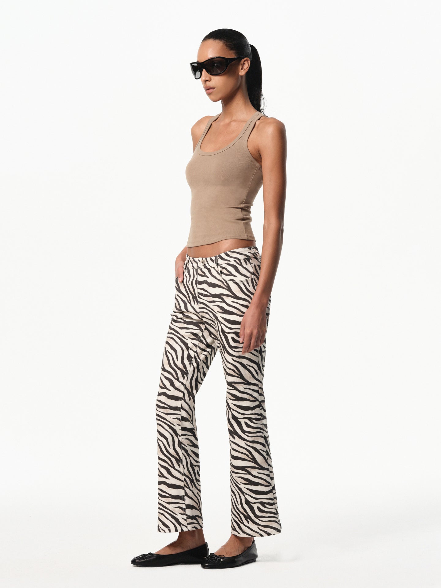 “Edit” Zebra Cropped Flare Jeans