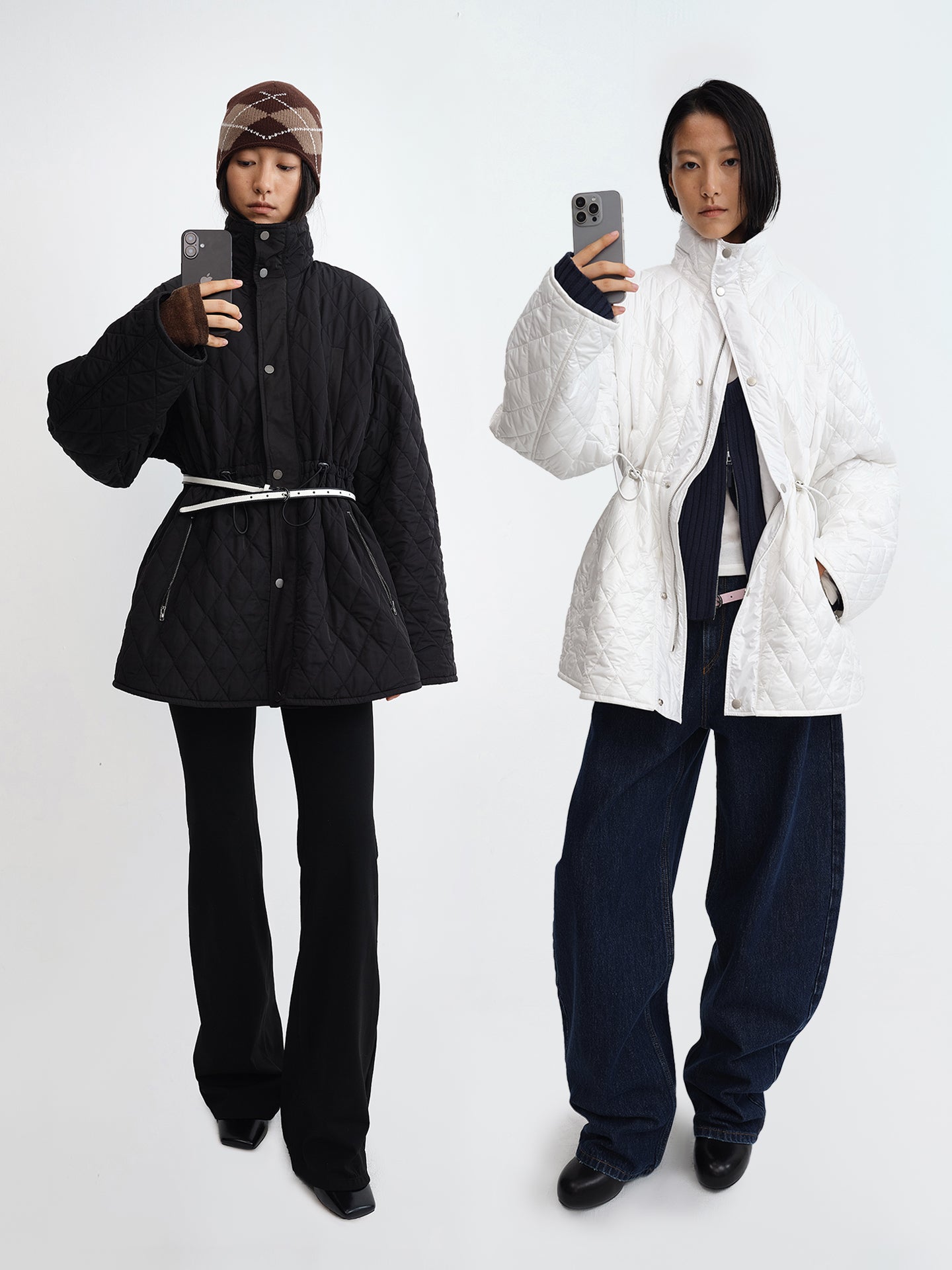 Quilted Stand-Collar Fitted Puffer Jacket