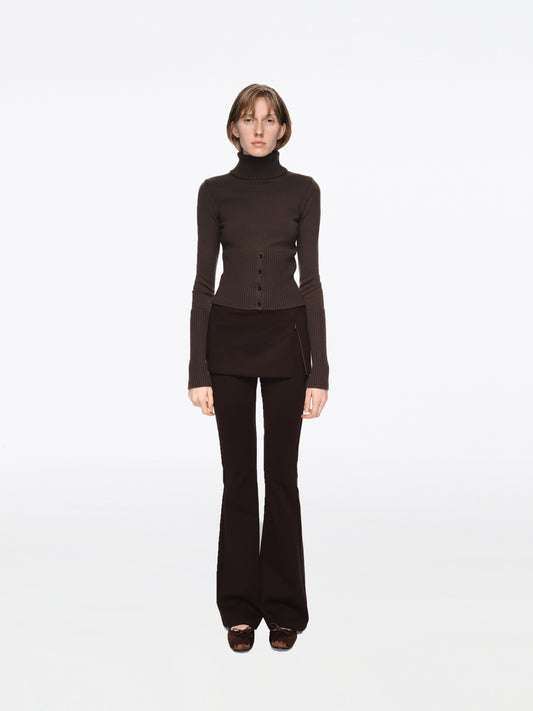 The Half-button High Neck Wool Top