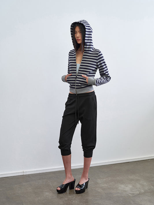 "Take A Walk" Cropped Stripe Hoodie