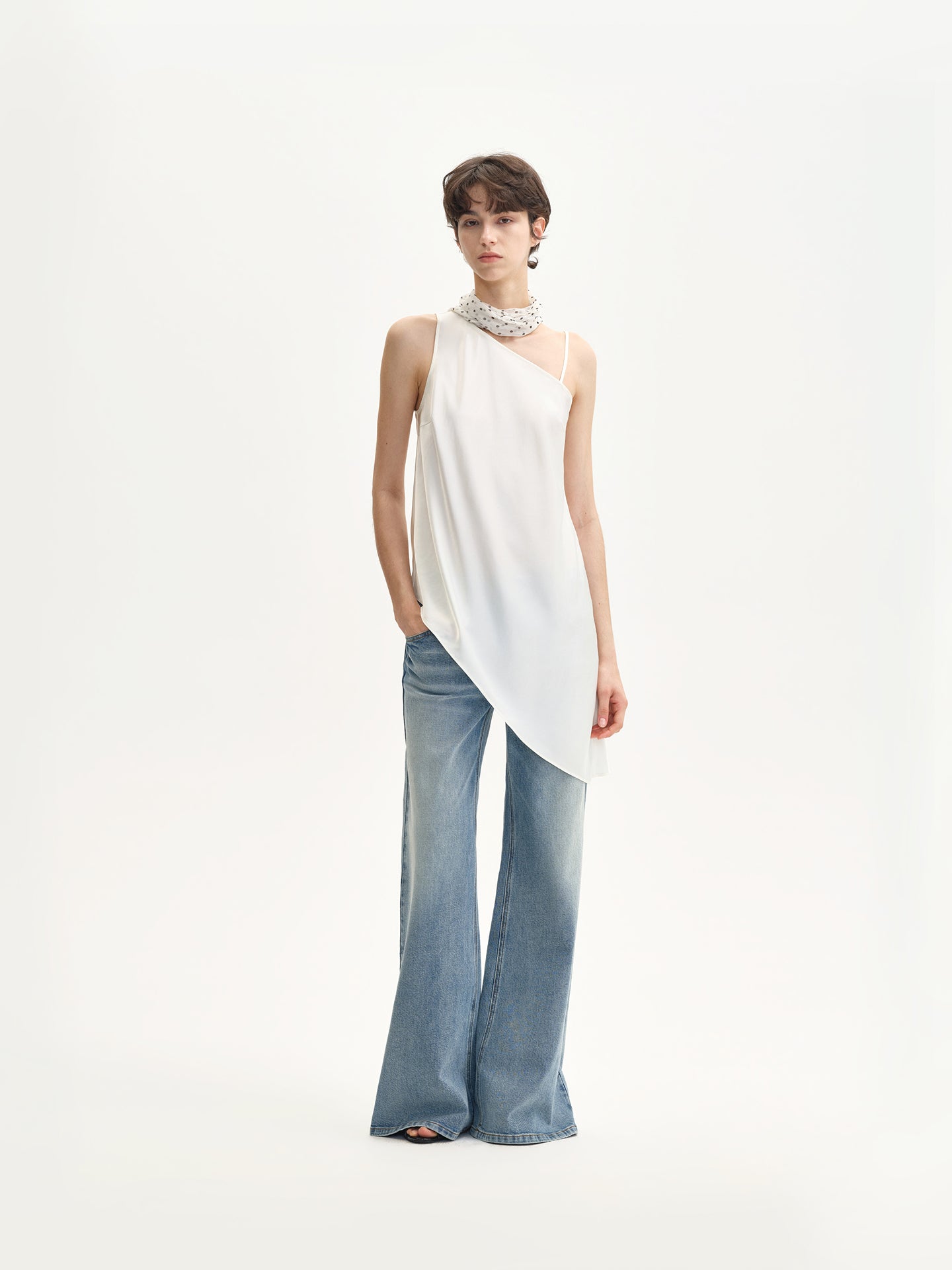 “Slip On” Asymmetric Satin Top