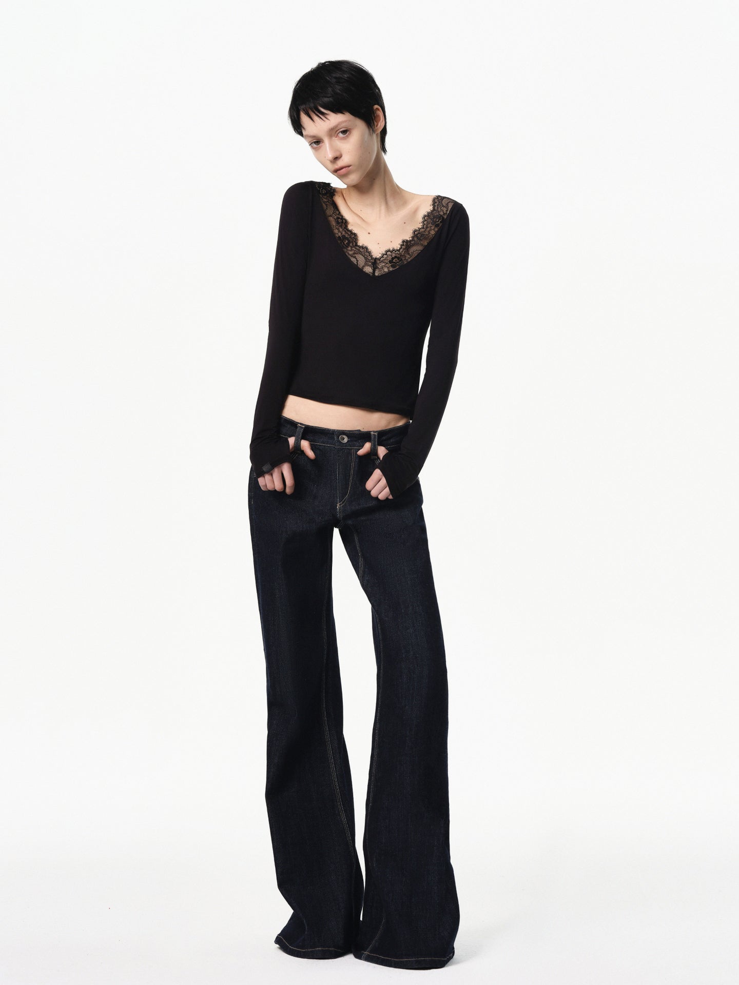 “Poise” Reversible Lace V-neck Top