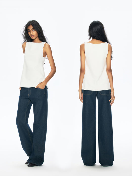 “Picnic Tank” Elegant Off-Shoulder Sleeveless A-Line Top