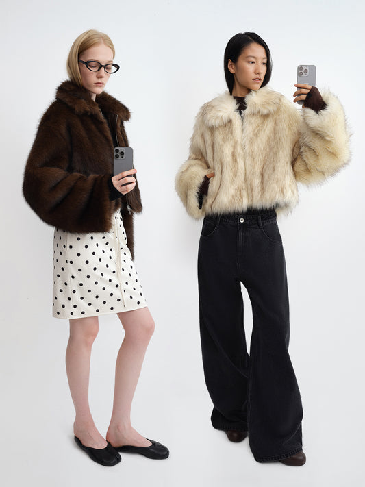 Suede-Lined Cropped Faux Fur