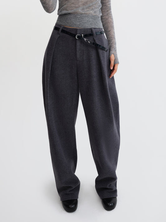 Mid-Rise Wool Banana Pants