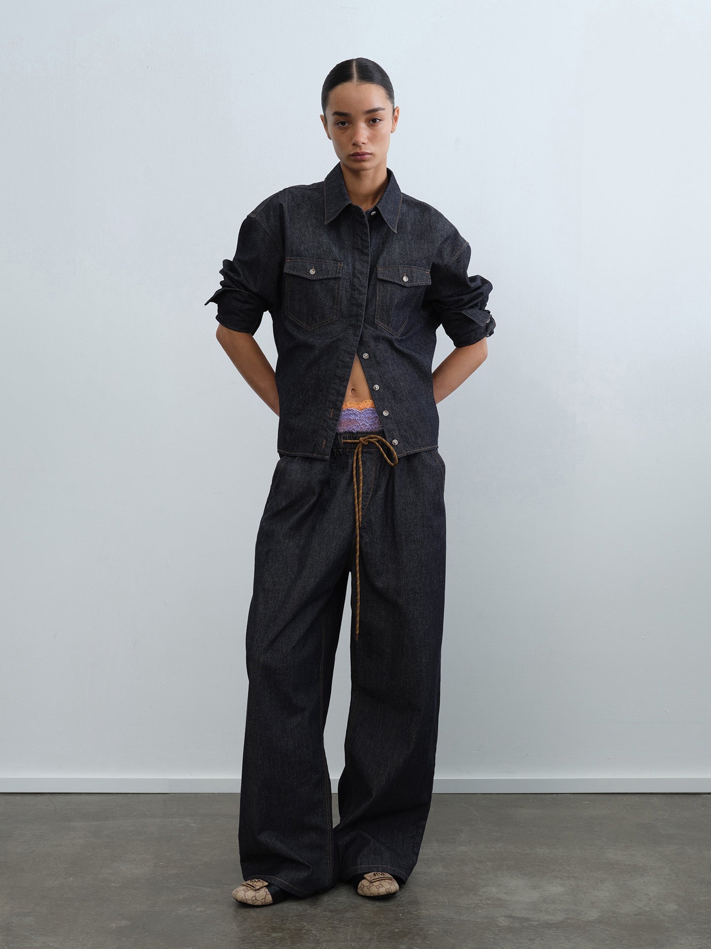 Cargo Drawstring Wide-Leg Pants