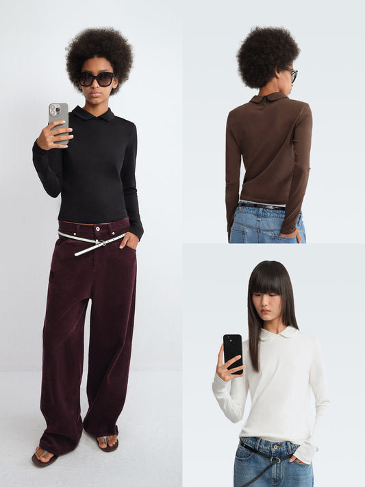 Peter Pan Collar Long-Sleeve Top