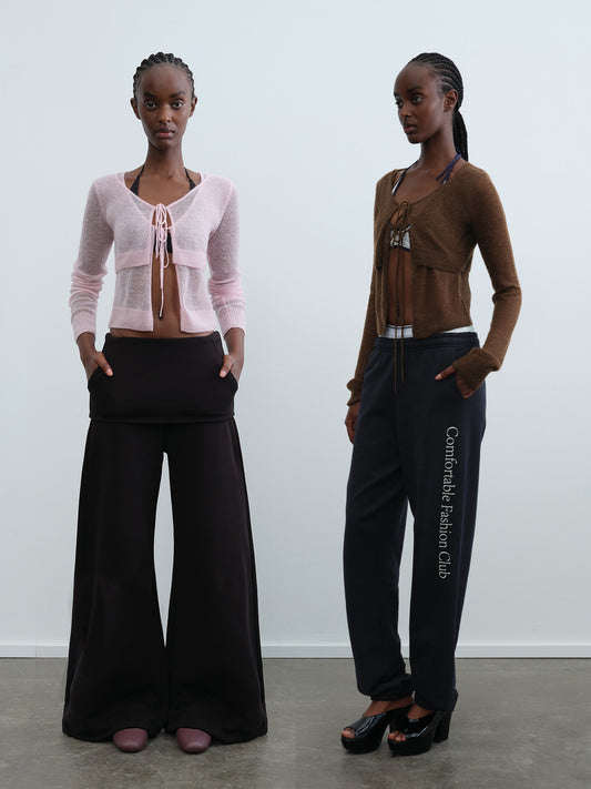 Mesh Layered Tie-Front Cardigan