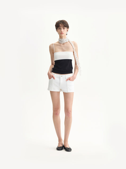 Silk-touch Contrast Knit Cami Top