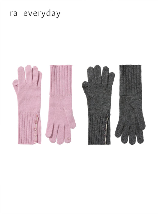 Two-Way Colorblock Cashmere Gloves