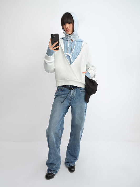 V-Neck Wrap-Front Hoodie