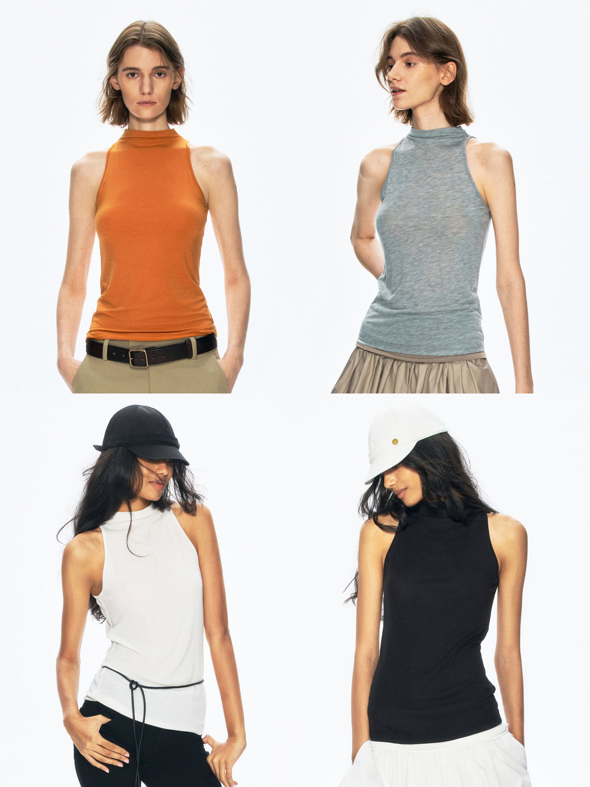 Versatile Cowl Neck Cold-Shoulder Slim-Fit Tank Top