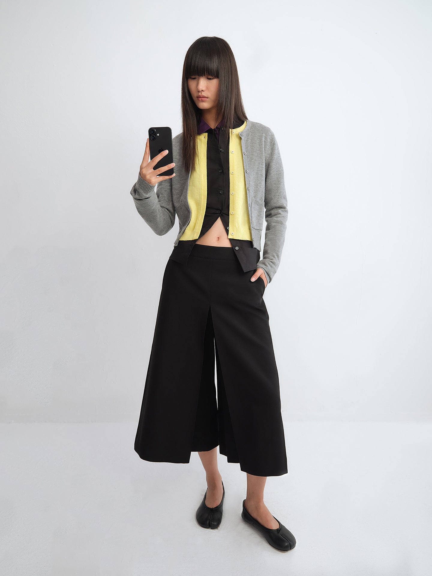 A-Line Wide-Leg Cropped Original Denim Pants