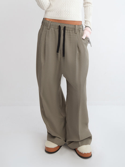Houndstooth Wide-Leg Pants