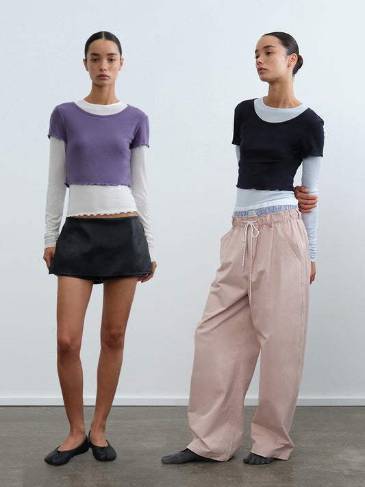Colorblock Layered Ruffle Two-Piece Top