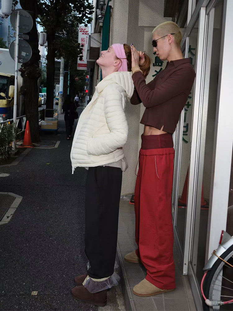 "Take A Walk" Double-waist Low Crotch Sweatpants