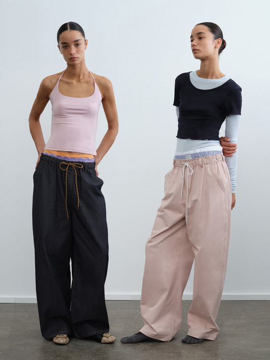 Cargo Drawstring Wide-Leg Pants