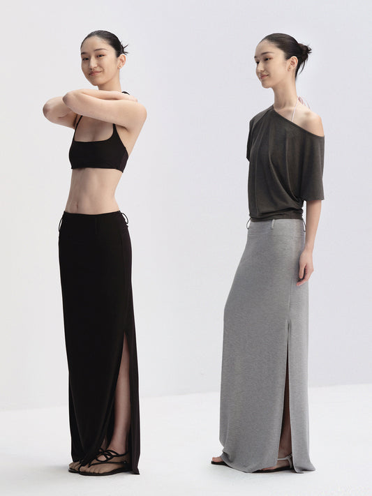Pull-On Side Slit Column Skirt