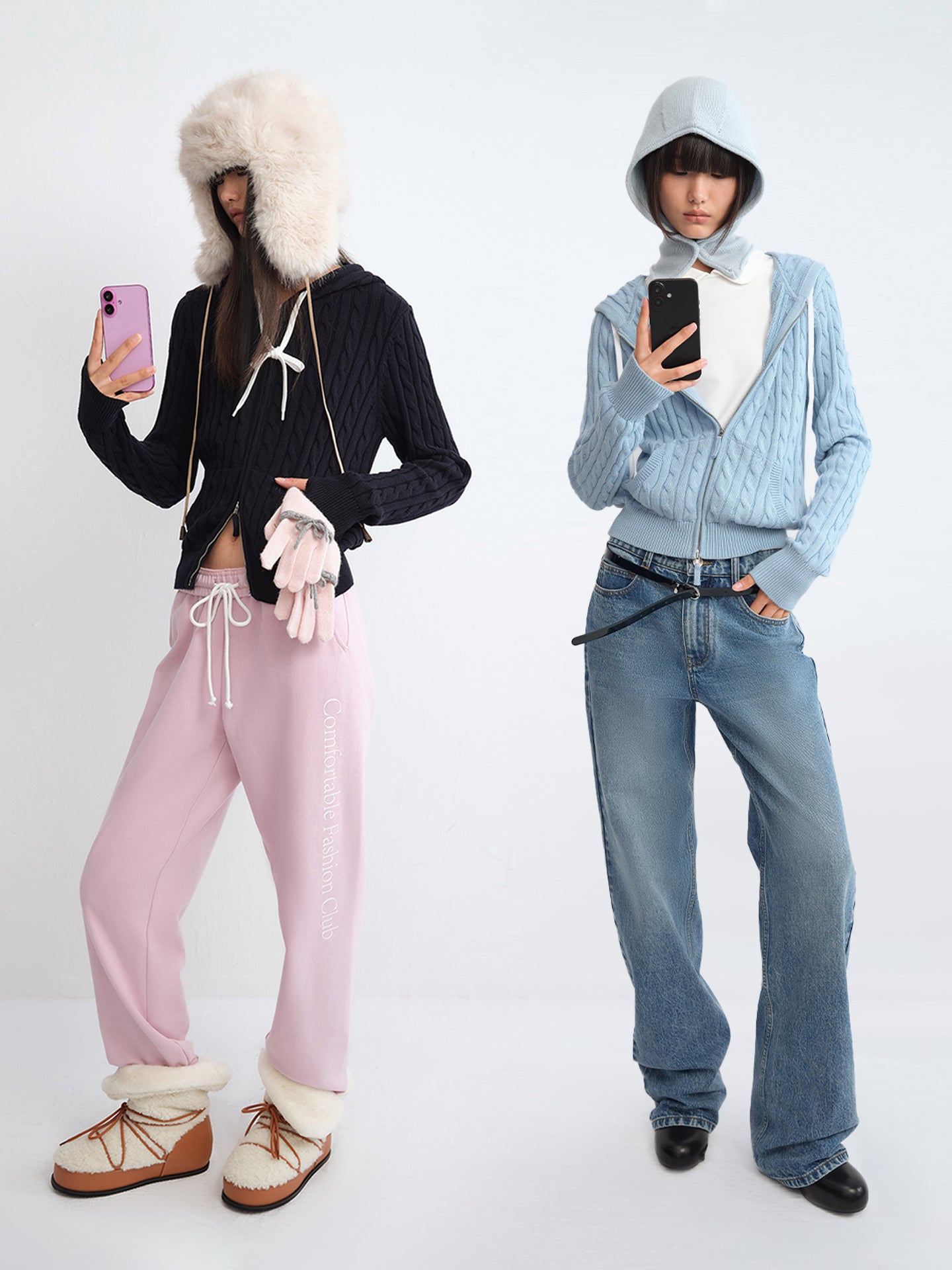 Hooded Cable-Knit Cardigan