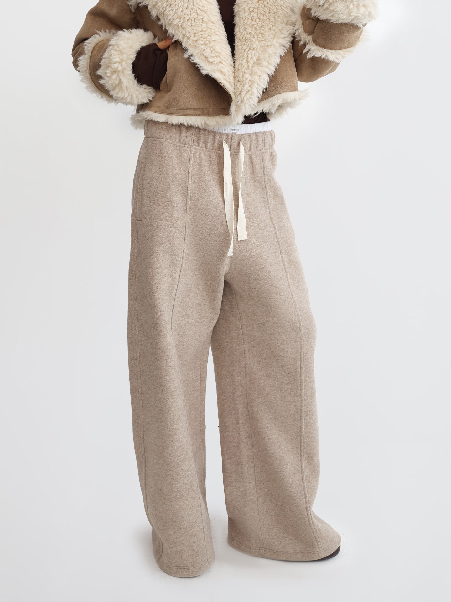 Drawstring Straight-Leg Wool Pants