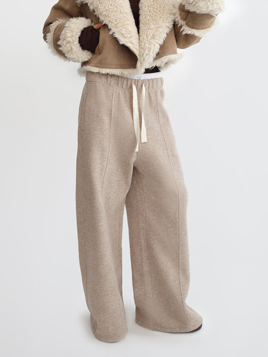 Drawstring Straight-Leg Wool Pants
