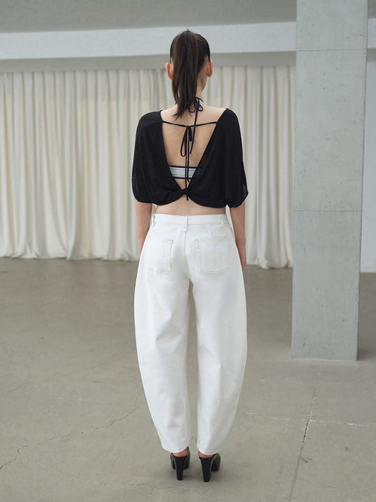 Tie-Back Batwing Sleeve V-Neck Tee