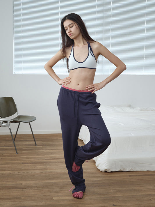 Relaxed Lace Waist Drawstring Sweatpants
