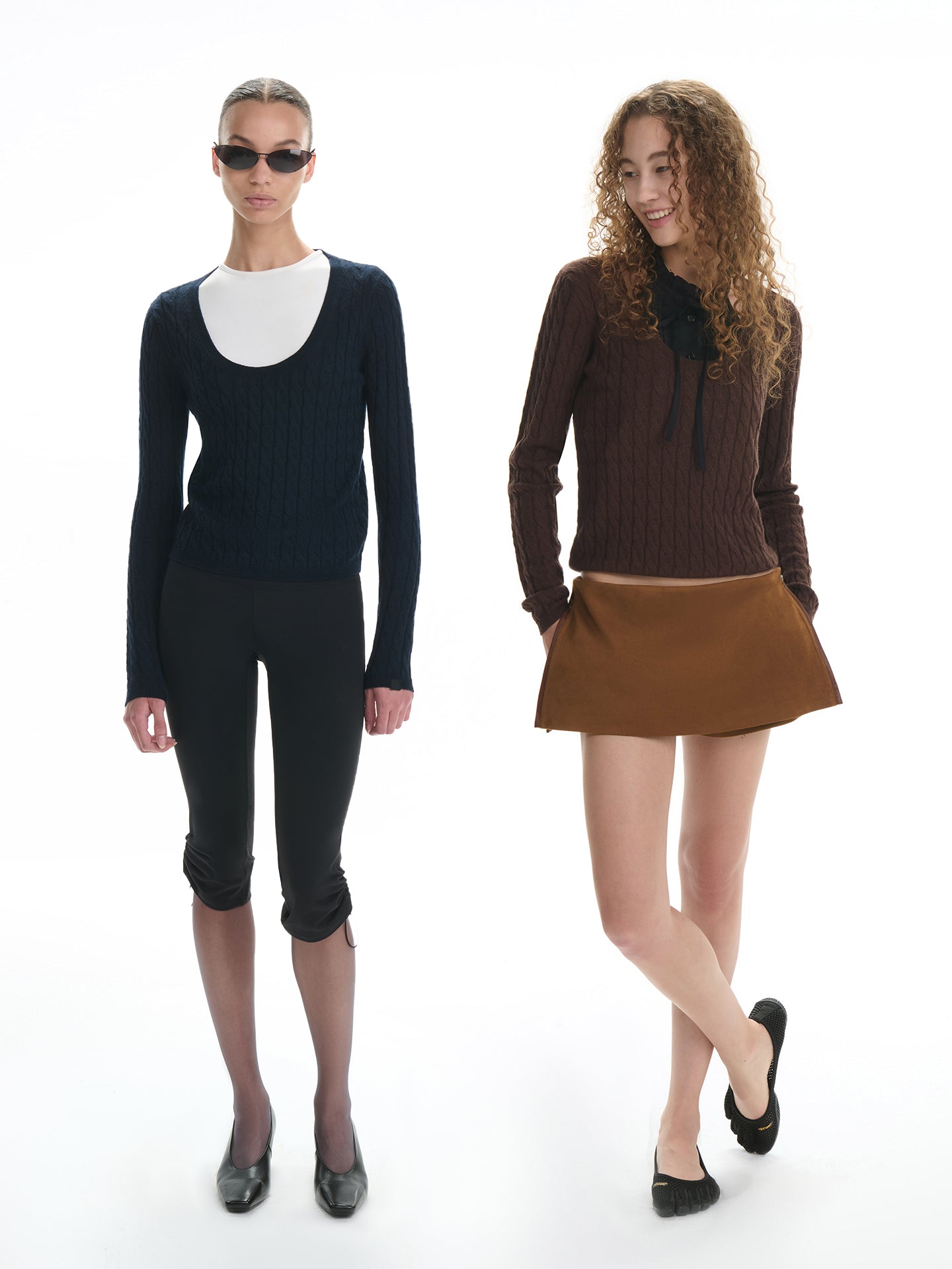 Relaxed U-Neck Cable Knit Top