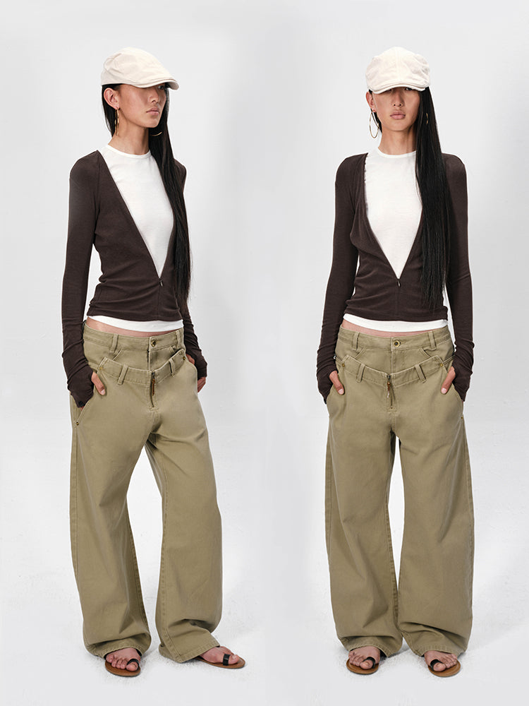 The Double Panels Curved-Cut Cargo Pants