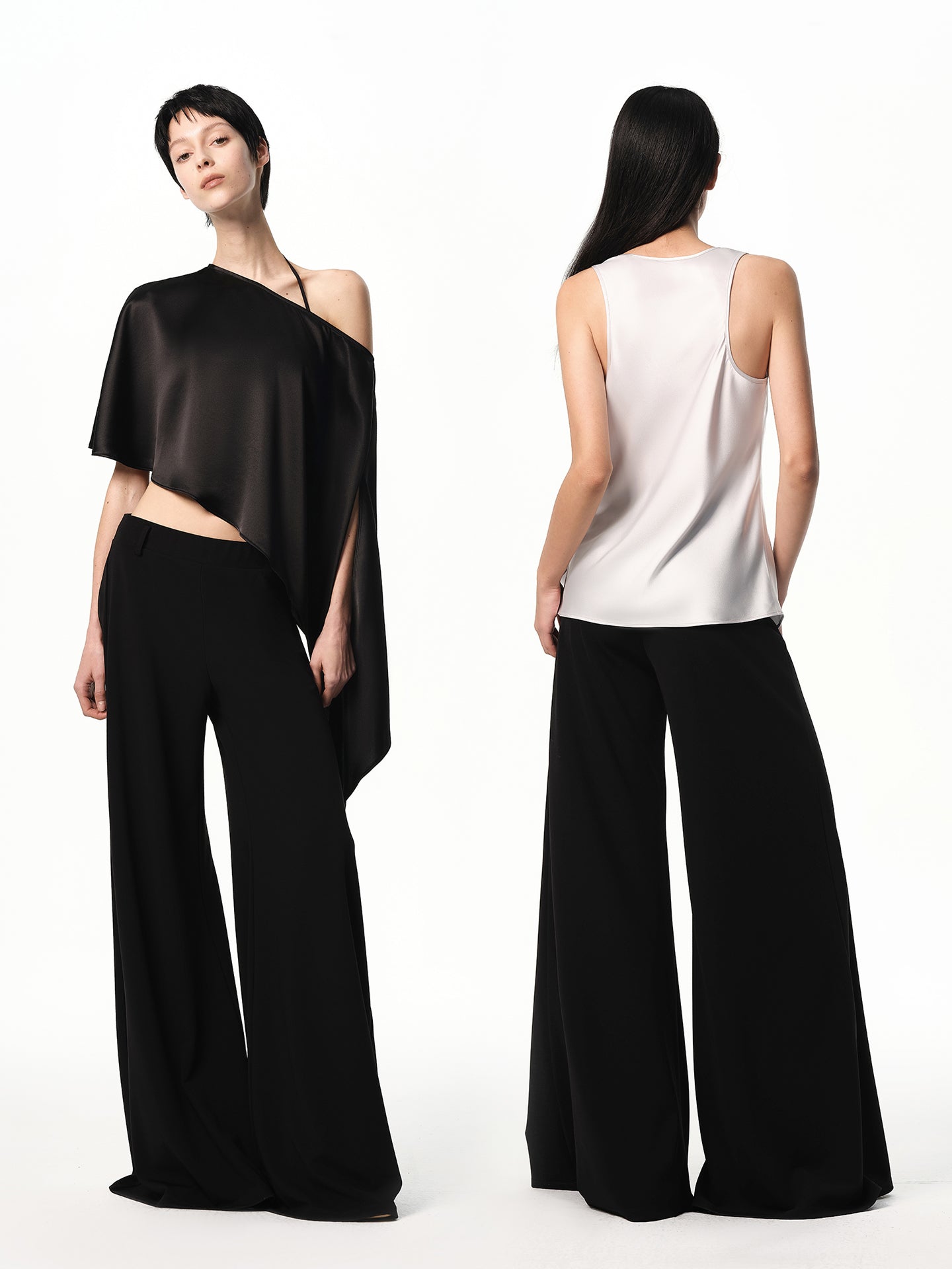 “Classique” Elastic-waist Wide-leg Pants