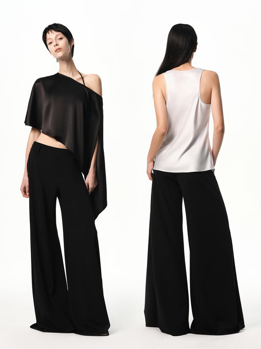 “Classique” Elastic-waist Wide-leg Pants