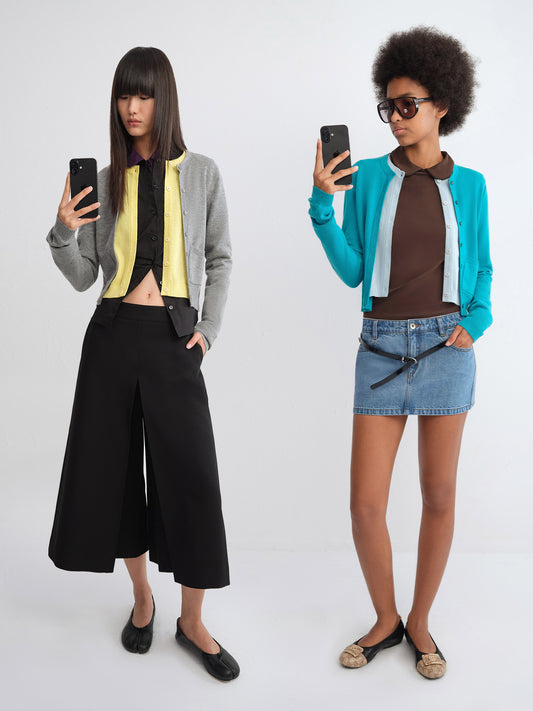 Colorblock Layered Buttoned Cardigan