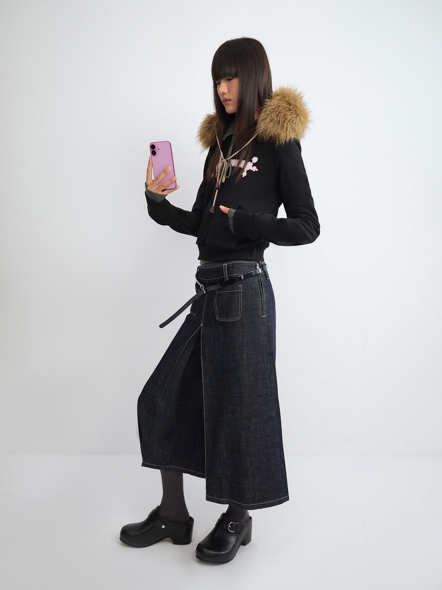 Tie-Front Faux Fur Collar Scarf