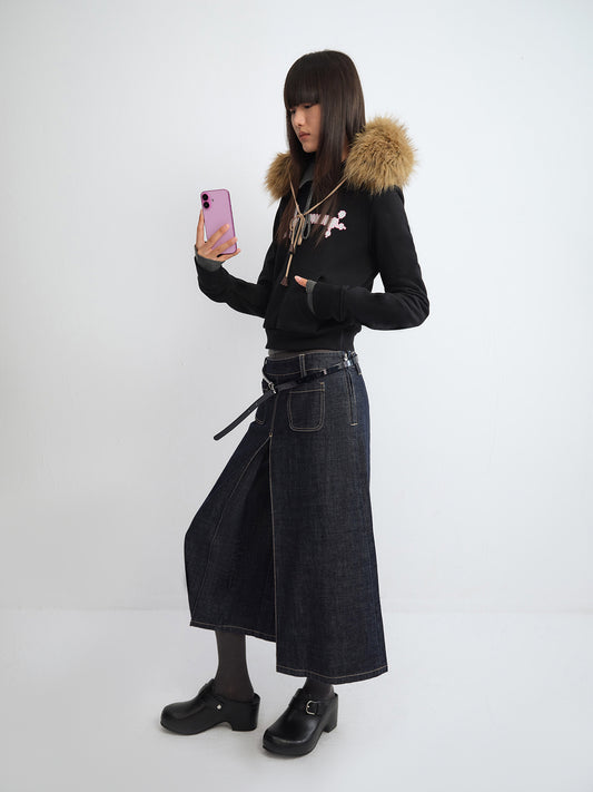 Tie-Front Faux Fur Collar Scarf