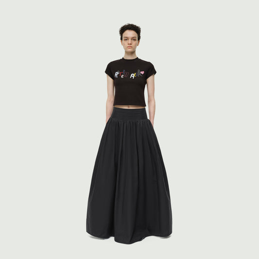 The Quilted Midi Skirt with Wide Waistband
