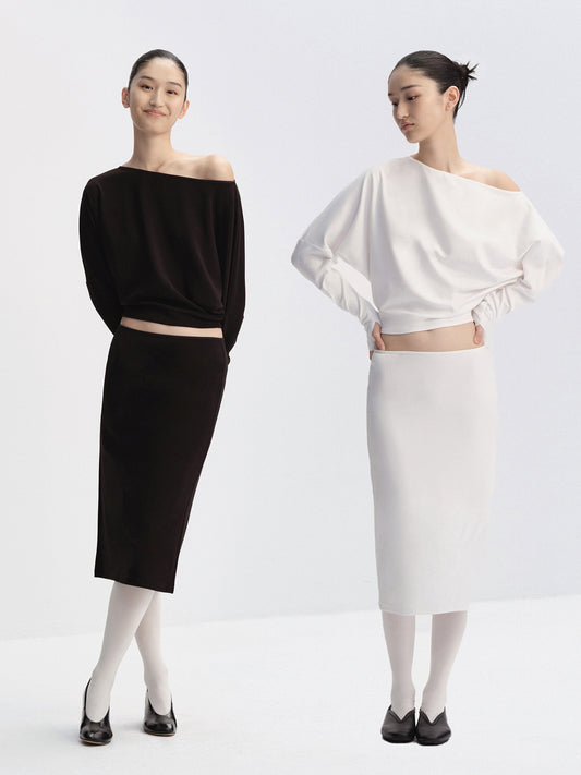 One-Shoulder Dolman-Sleeve T-Shirt