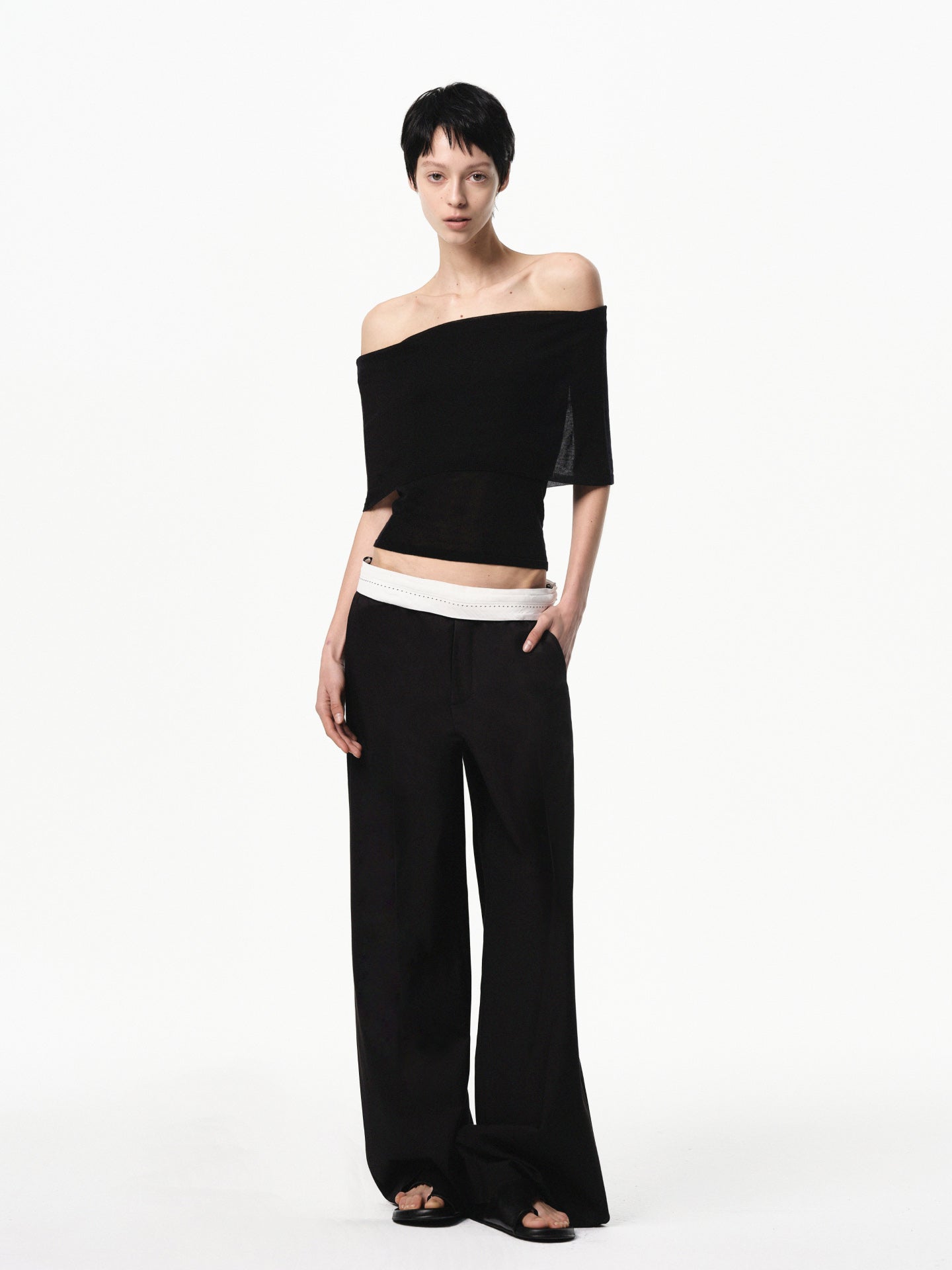 “Poise” Sheer Off-shoulder Fitted Top