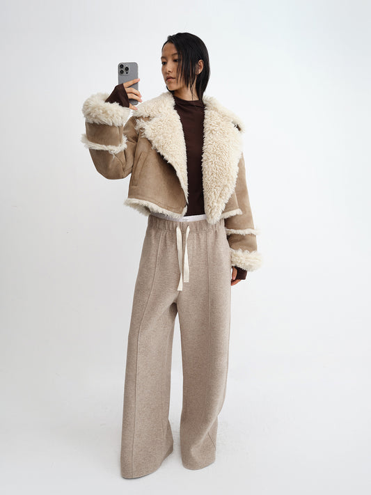Shearling Cropped Faux Fur Jacket