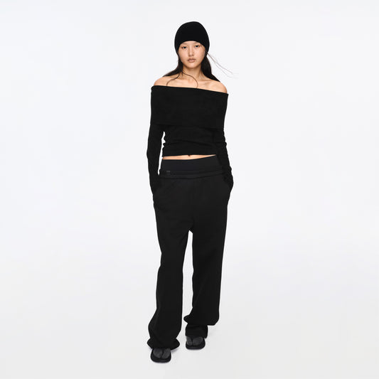 The Velour Wool Knitted Off-Shoulder Top