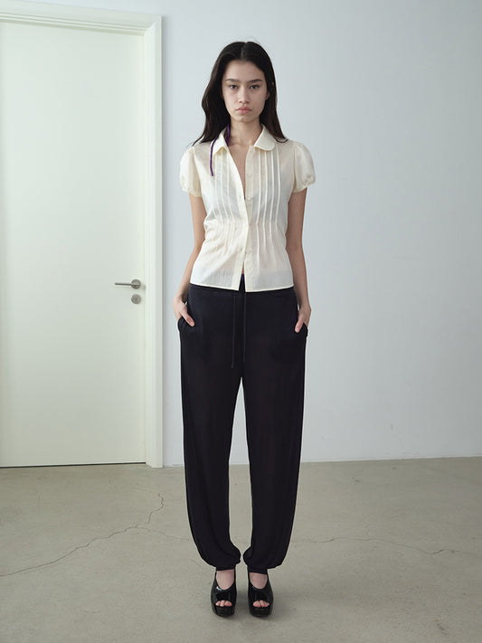 Peter Pan Collar Tie-Back Shirt
