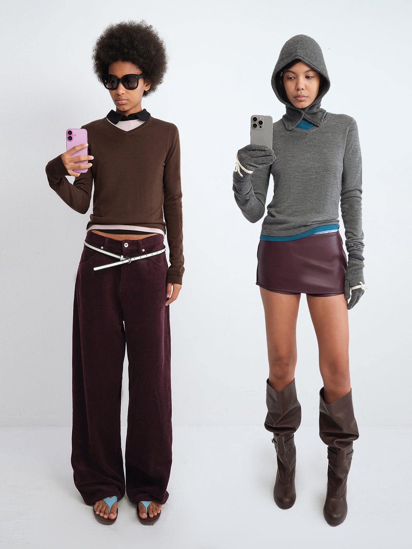 Colorblock Layered V-Neck Knit Top