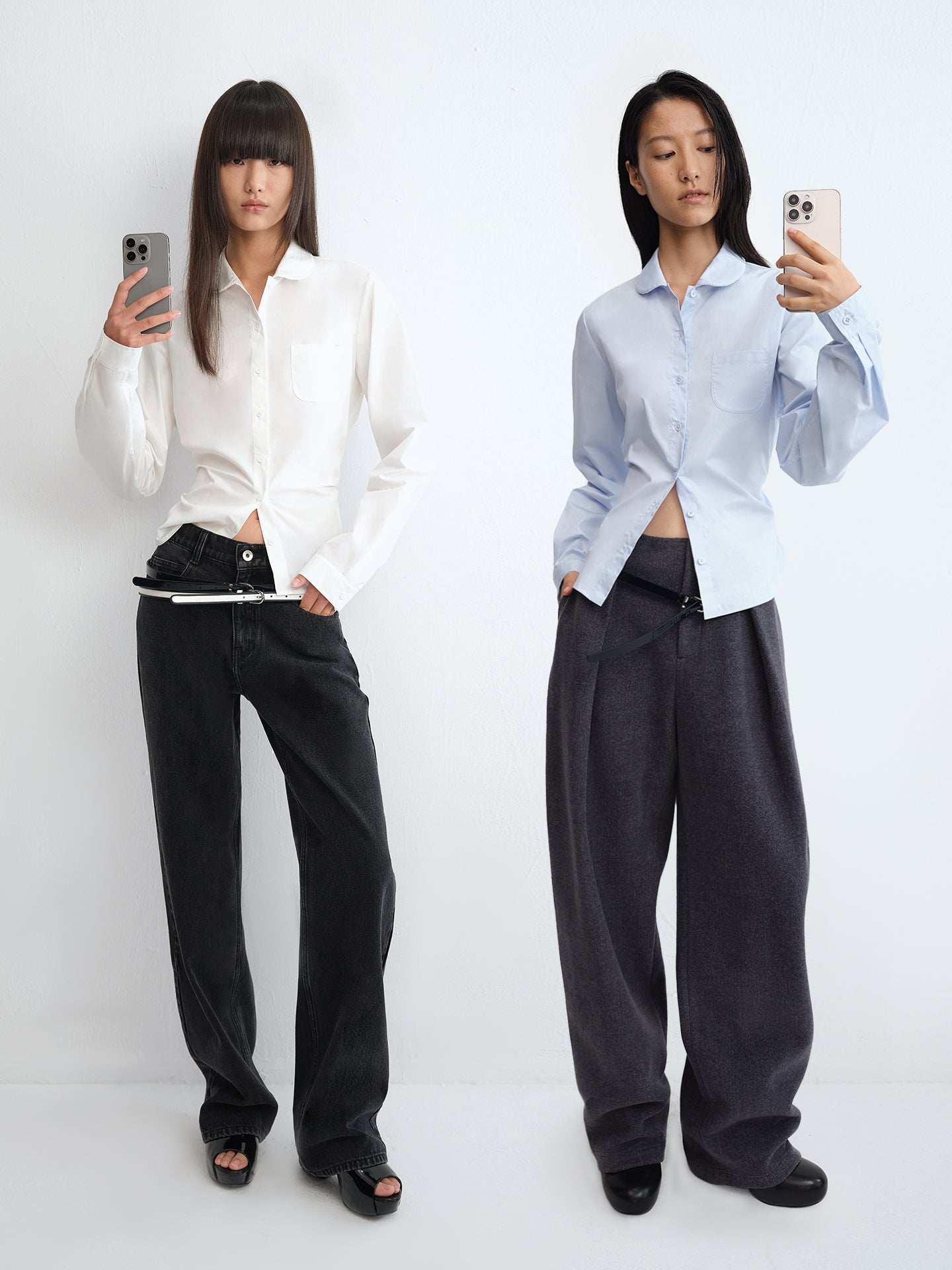 Peter Pan Collar Tie-Waist Shirt