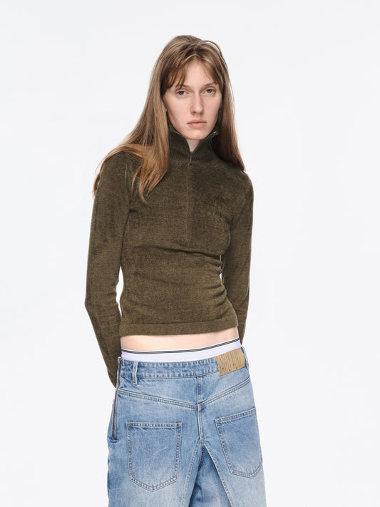 The Velour Wool Half-Button Top