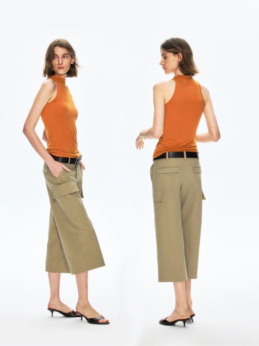 “Picnic” Pocket Cropped Relaxed Cargo Pants