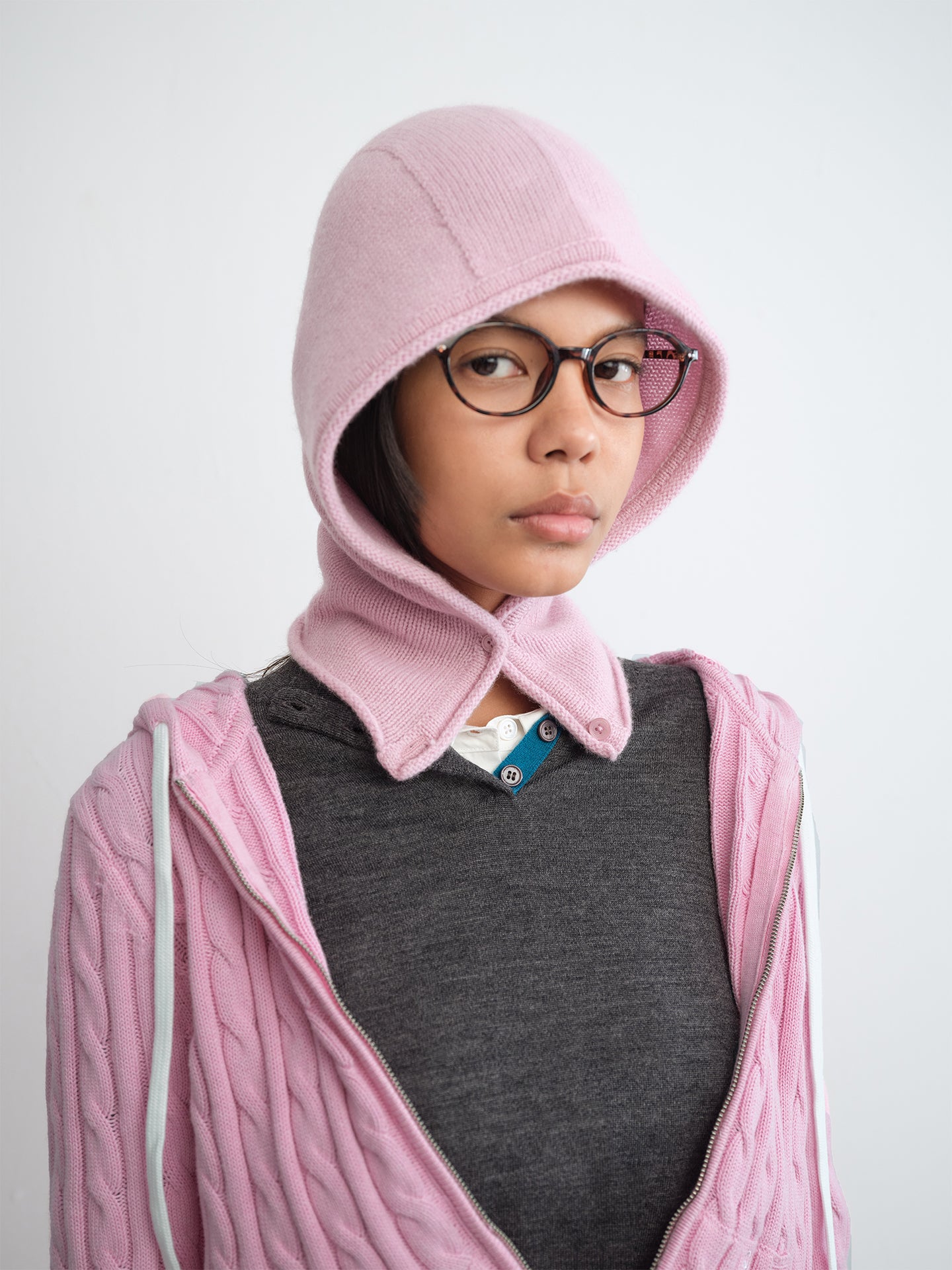 Open-Front Cashmere Balaclava