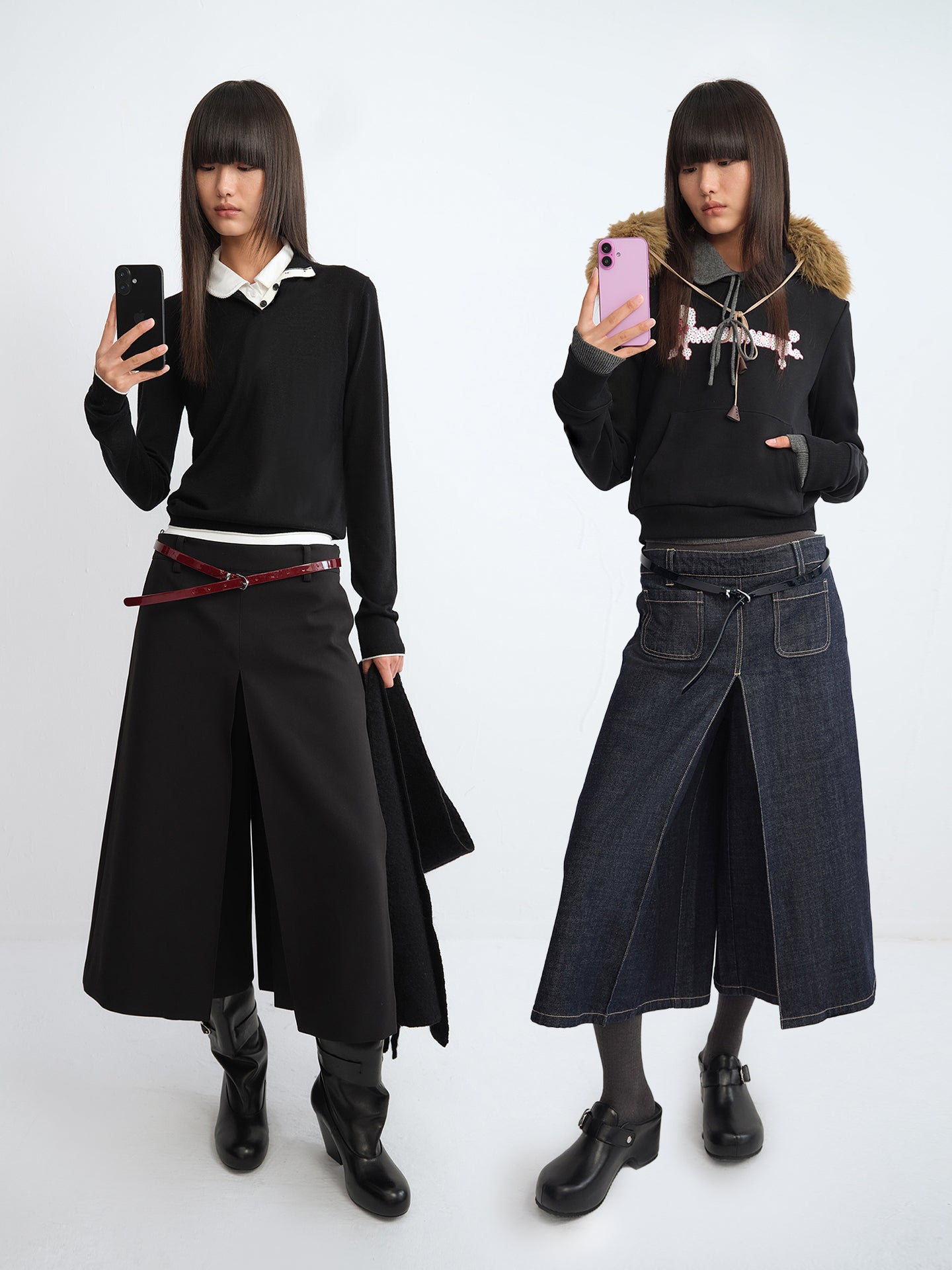 A-Line Wide-Leg Cropped Original Denim Pants